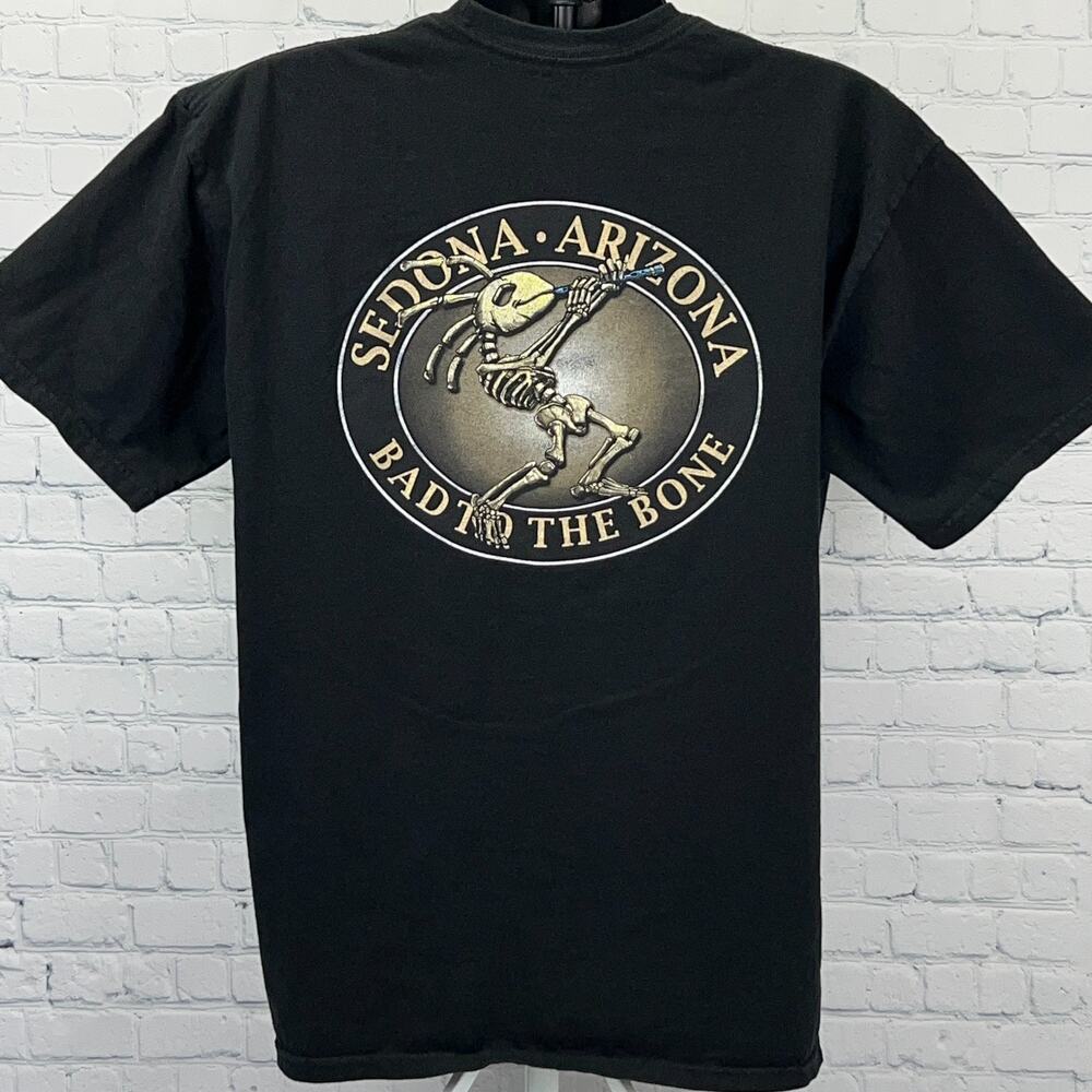 Sedona Arizona Kokopelli Bad To The Bone T Shirt XL X-Large Black Short Sleeve